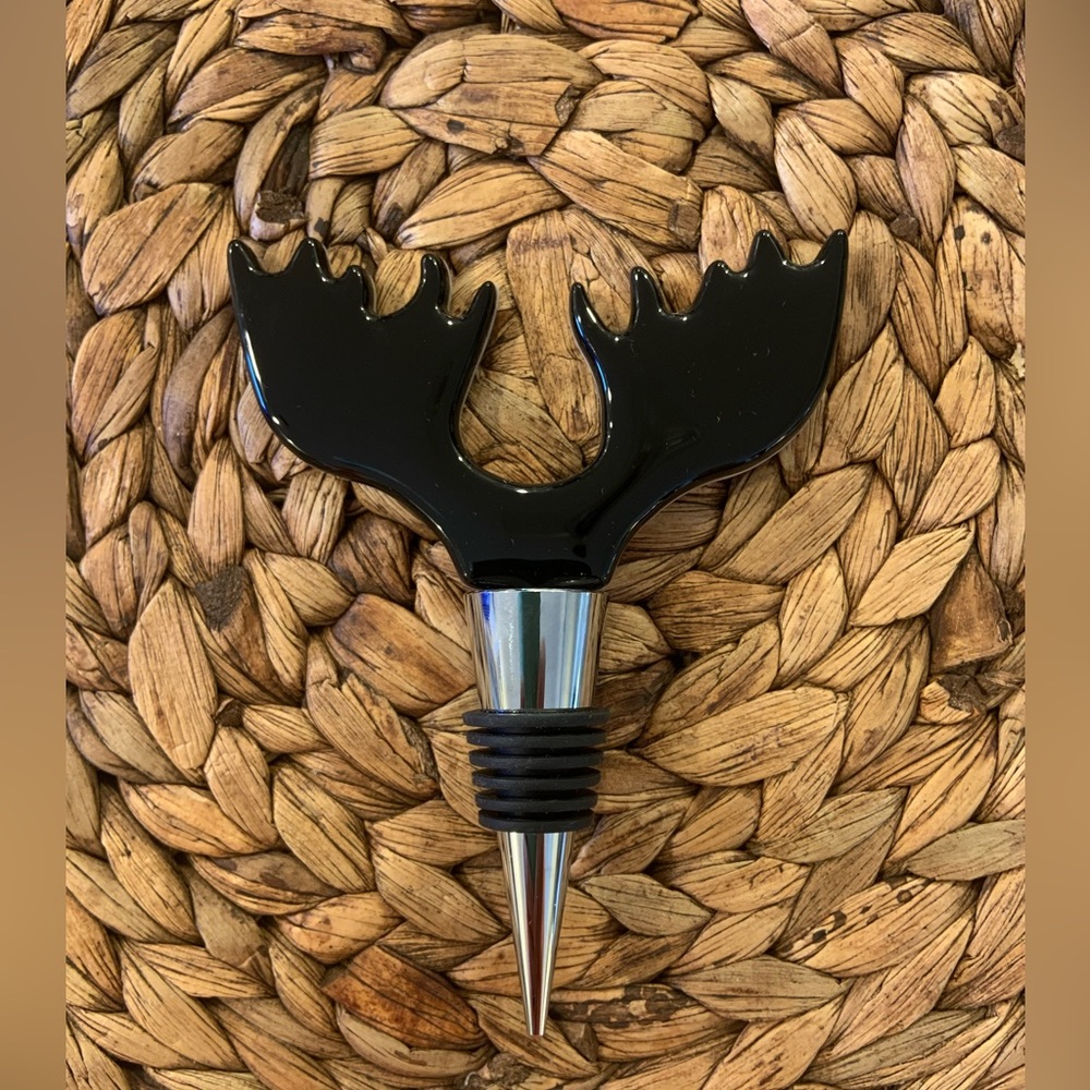 Restoration Hardware Moose Antler Wine Bottle Cork Black Glass Giftworthy
